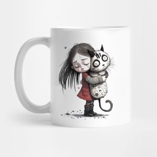 Little Girl hugging her Cat Mug